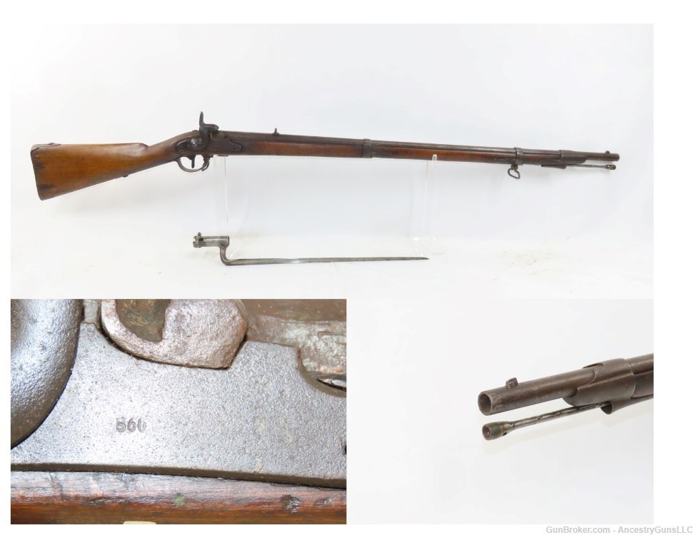 1860 Dated CIVIL WAR Antique AUSTRIAN Lorenz M1854 .54 Musket BAYONET-img-0