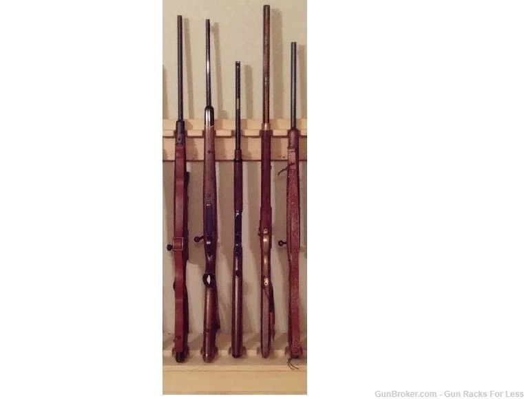 Light Rustic Pine Wooden Vertical Gun Rack 6 Place Long Gun Display-img-1
