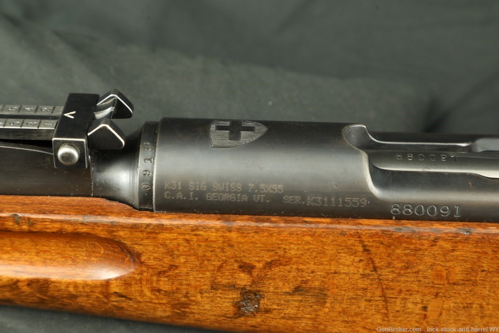 Swiss K31 7.5x55 Matching 25.6” Straight Pull Bolt Action Rifle C&R 1946-img-27