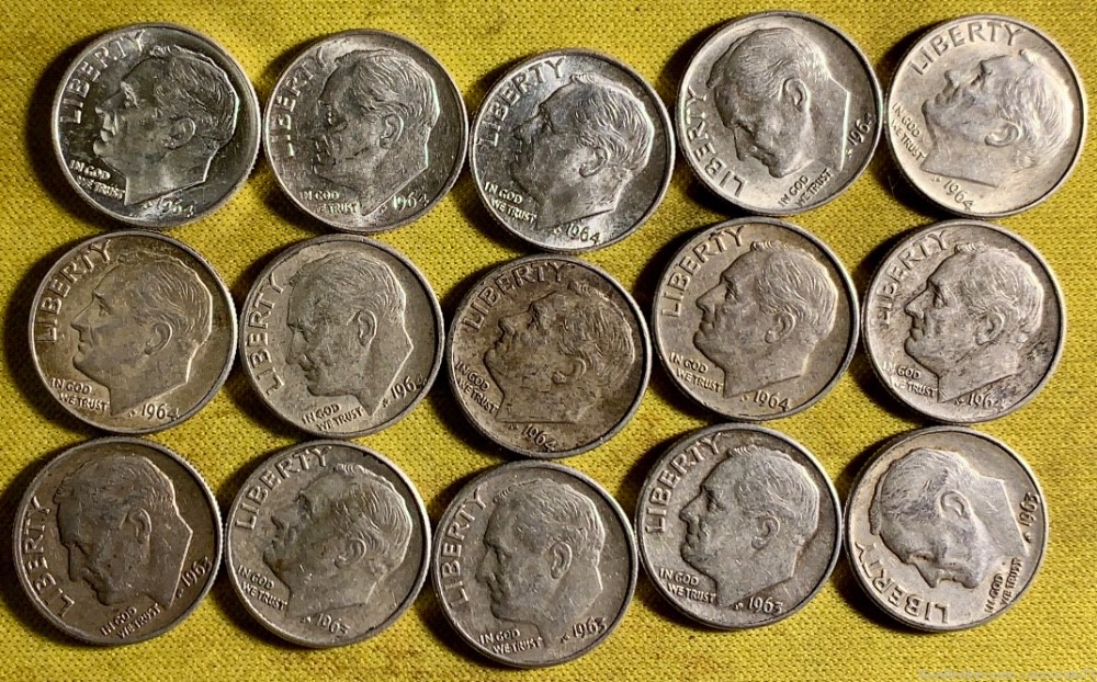 90% Silver Dimes Quarters Half Dollars 27 coin lot #2-img-5