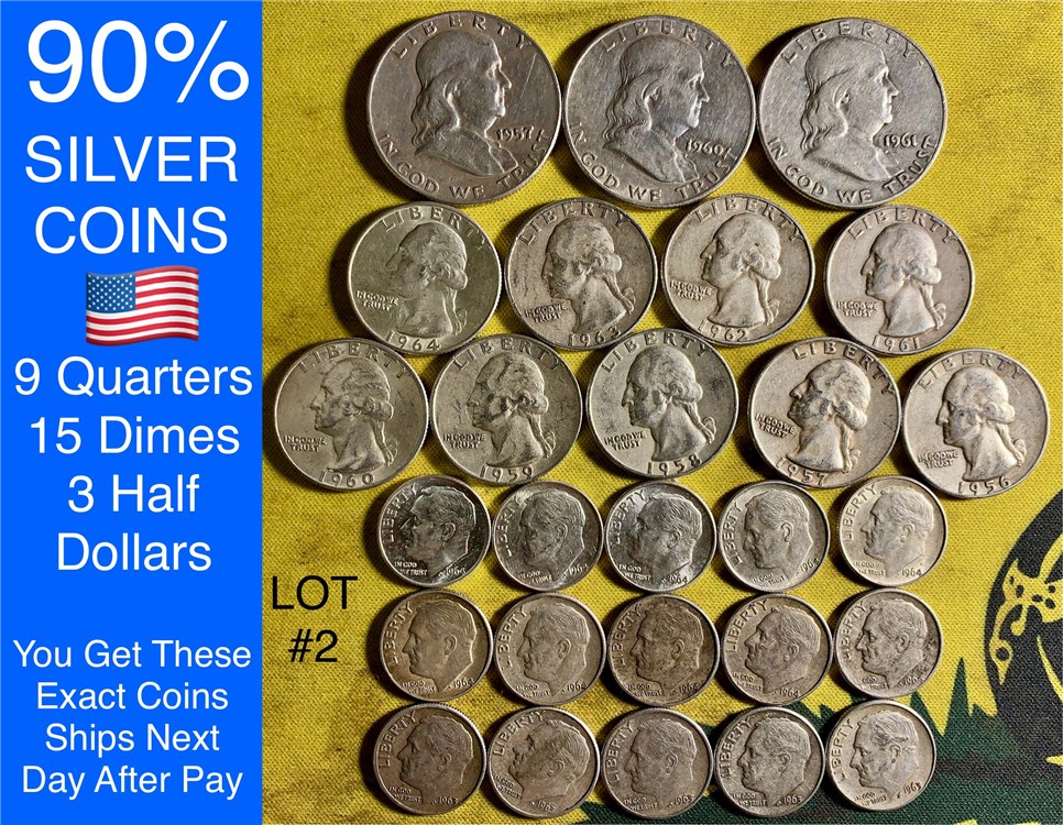 90% Silver Dimes Quarters Half Dollars 27 coin lot #2-img-0