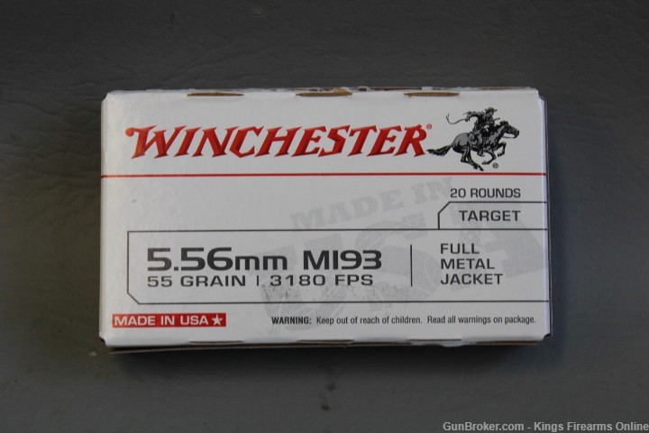1000 rounds of Winchester 5.56mm M193 55GR FMJ Item P-428-img-2