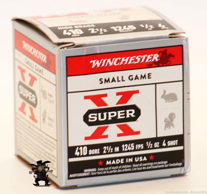 410 WINCHESTER High Brass.410 Super X No 4 Shot Small Game 2½" ½Oz.- 25 Box-img-2