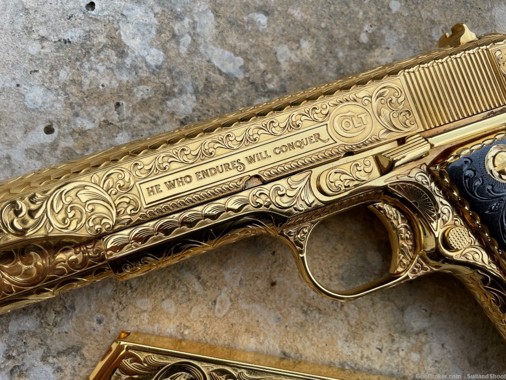COLT 1911 ENGRAVED 45 ACP 24K GOLD 1of 10-img-5