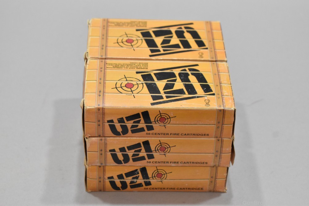 6 Boxes 300 Rds IMI UZI 9mm CARBINE 9x19 115 G FMJ Black Tip Ammunition -img-1