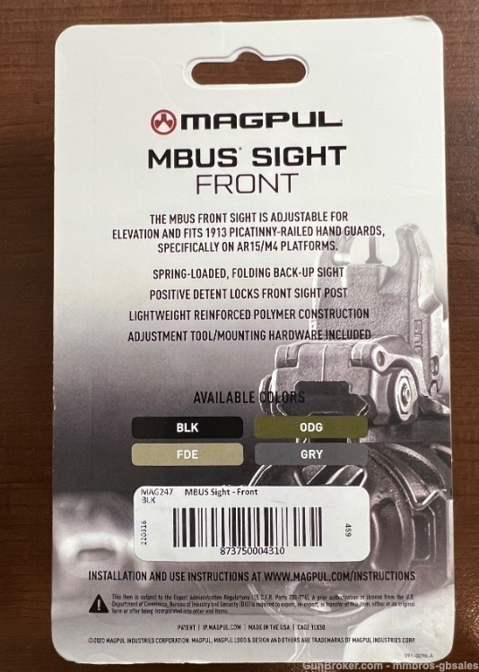 Magpul MBUS Front Sight - Black - MAG247 - AR Sight - NEW FAST FREE SHIP-img-1