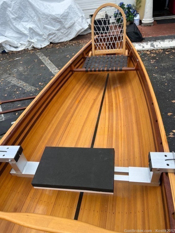 Canoe Wooden Boat 15' USA New with engine with accessories-img-6