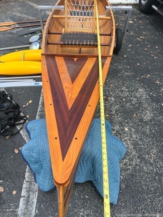 Canoe Wooden Boat 15' USA New with engine with accessories-img-7