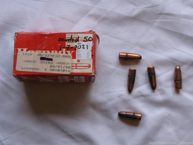 375 H+H bullets, 50 Hornady 270 grain round nose, tarnished.-img-1