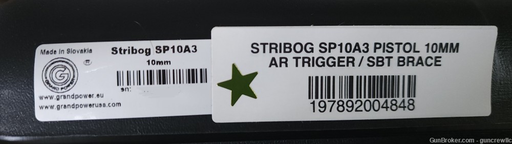 Grand Power Stribog SP10A3 SP10 A3 10mm SP-10 Folding Brace TB 8" Layaway-img-17
