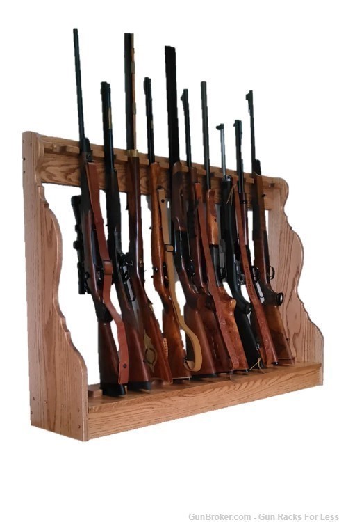 Oak Wooden Vertical Gun Rack 12 Place Long Gun Display-img-0