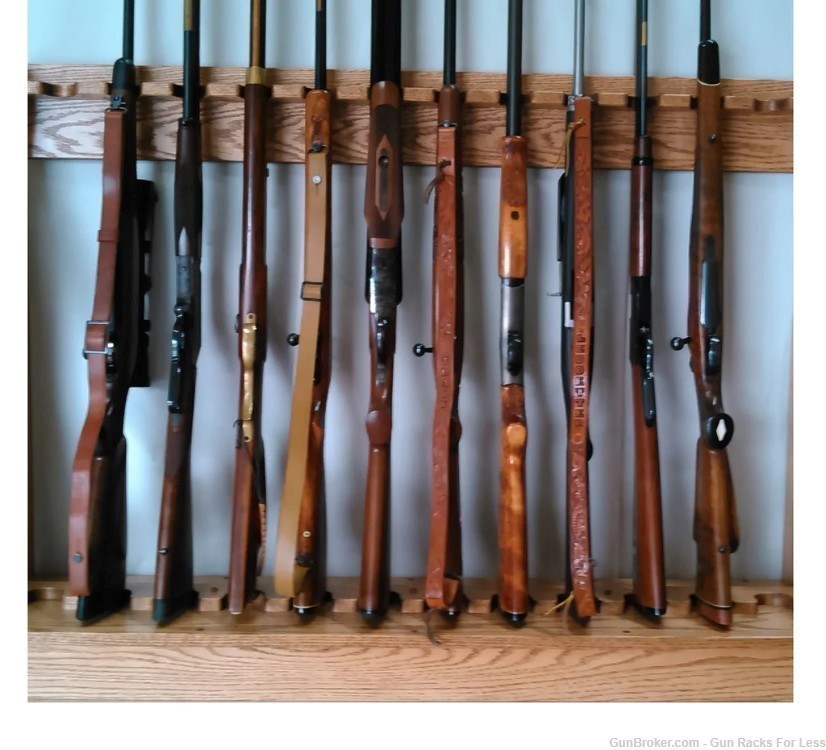 Oak Wooden Vertical Gun Rack 12 Place Long Gun Display-img-1