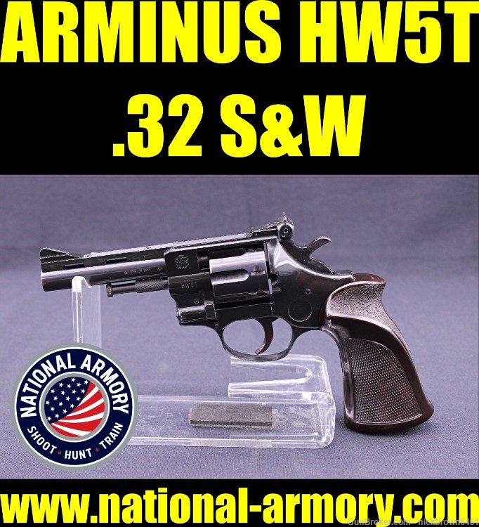 ARMINIUS HW5T .32 S&W 4” BBL 7 SHOT TARGET GRIPS MADE IN GERMANY-img-0