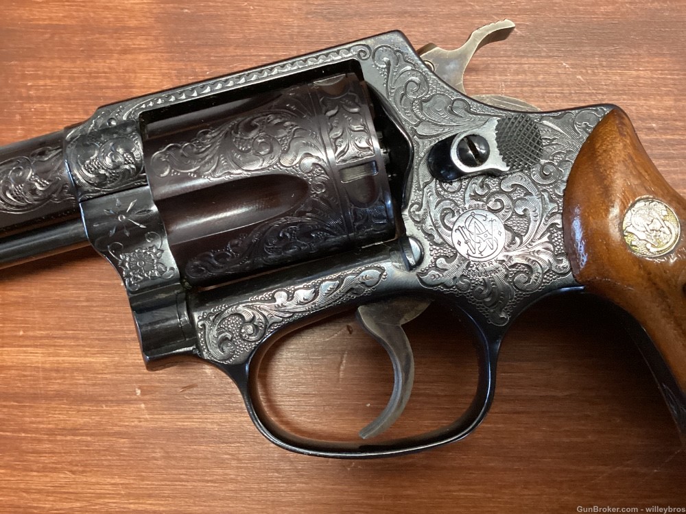 1976 Custom Engraved Smith and Wesson 36 .38 Spl 3” w/ Box Matching Grips-img-3