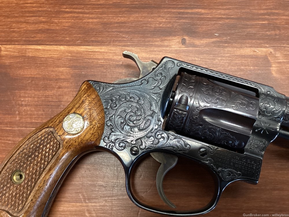 1976 Custom Engraved Smith and Wesson 36 .38 Spl 3” w/ Box Matching Grips-img-6