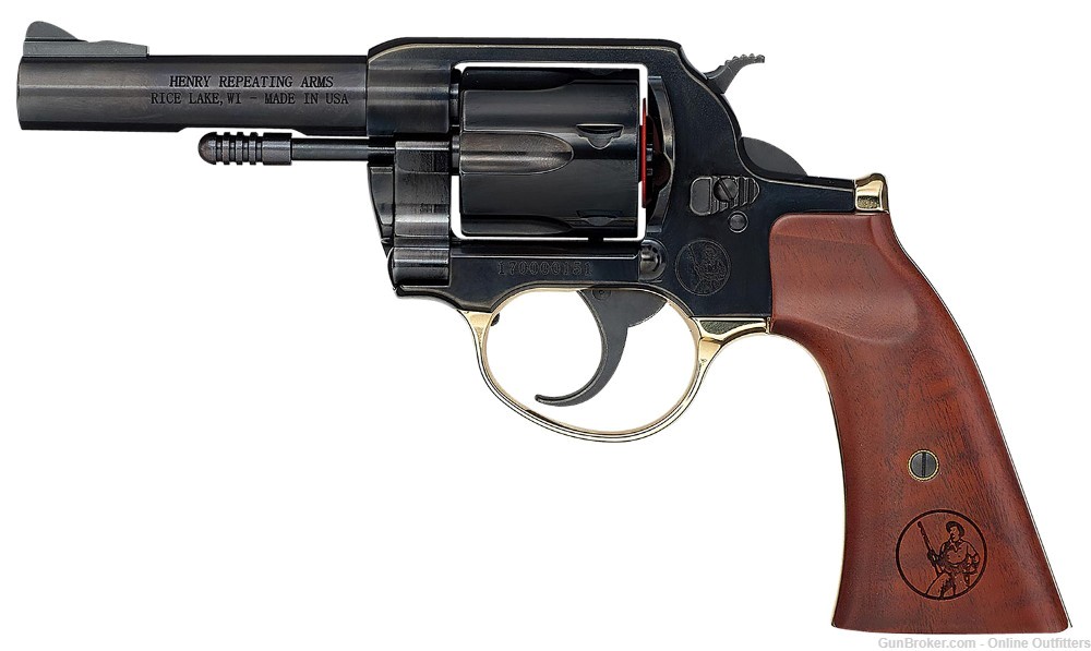 Henry H017GDM Gunfighter 357 Mag 4" 6rd Blued SA/DA Revolver Walnut Grip -img-0