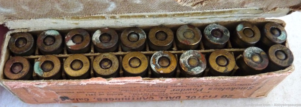 Winchester 1911 45 auto pistol ball box ammunition W18 antique-img-1