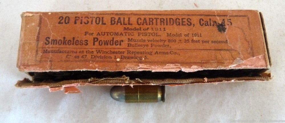 Winchester 1911 45 auto pistol ball box ammunition W18 antique-img-0