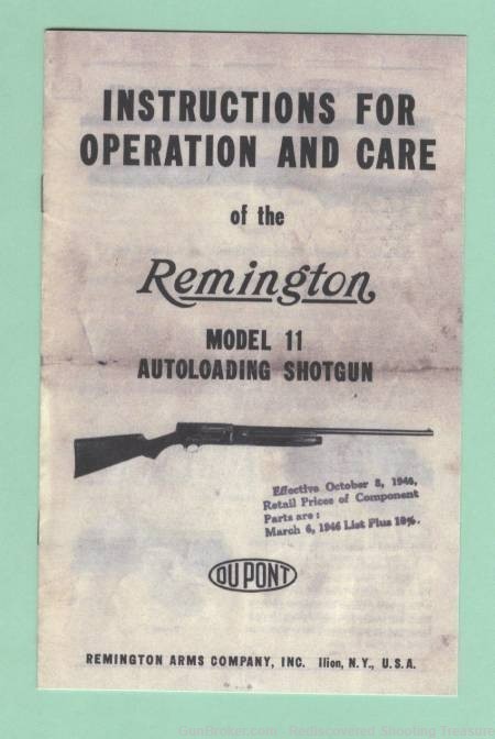 Remington Model 11 Shotgun Manual Repro.-img-0