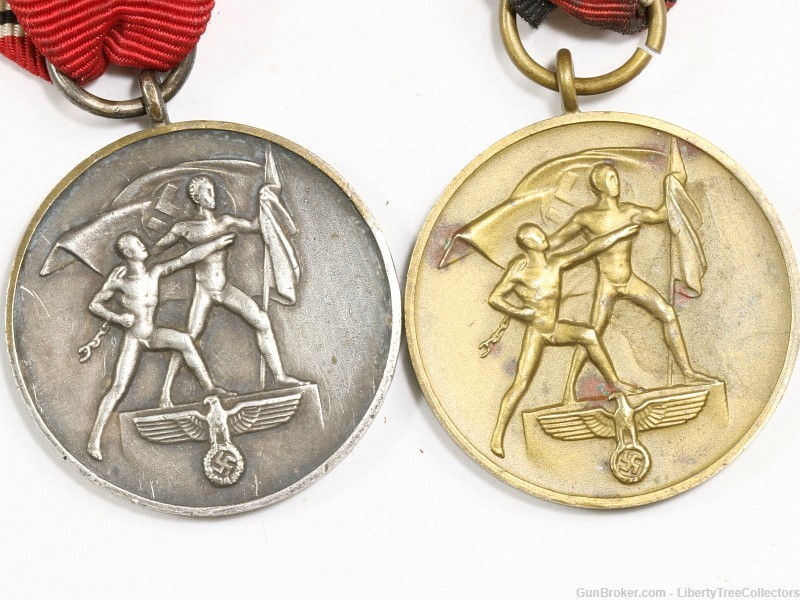 Set of 2 German WW2 Occupation Medals Austria and Sudetenland -img-2