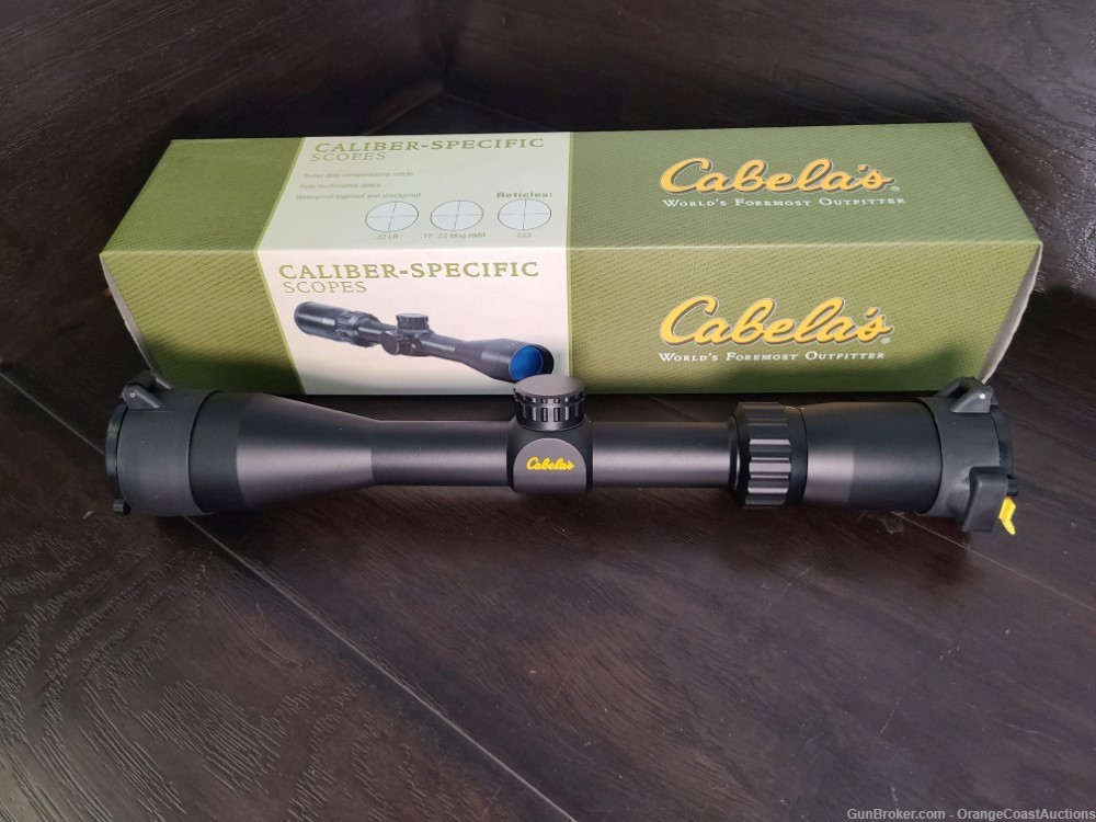 Cabelas .17 HMR Rifle Scope, 3-9x40mm, Butler Creek Covers, Unused in Box-img-0