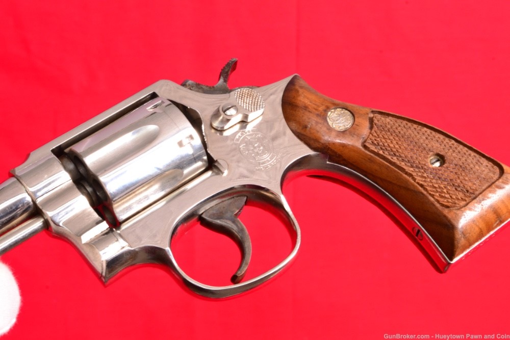 NICE S&W SMITH WESSON MODEL 10-7 NICKEL .38 REVOLVER Wood Grips NO RESERVE-img-4