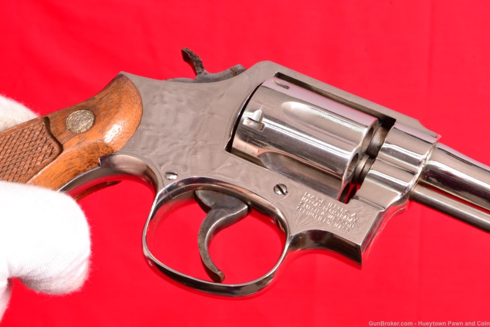 NICE S&W SMITH WESSON MODEL 10-7 NICKEL .38 REVOLVER Wood Grips NO RESERVE-img-9
