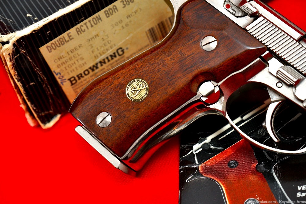 Ultra Rare Browning BDA .380 Factory Nickel & Wood Grips Original Box LNIB-img-9