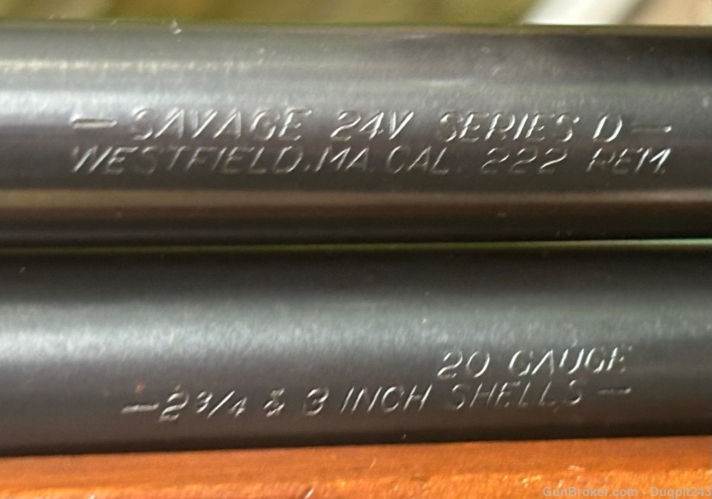 Savage 24V Series D Combination Gun 222/20 Ga 222 Rem 20 Ga 3" NICE-img-17