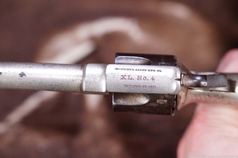 Hopkins & Allen H&A XL No 4 .38 RF Spur Trigger SA Revolver Antique-img-9
