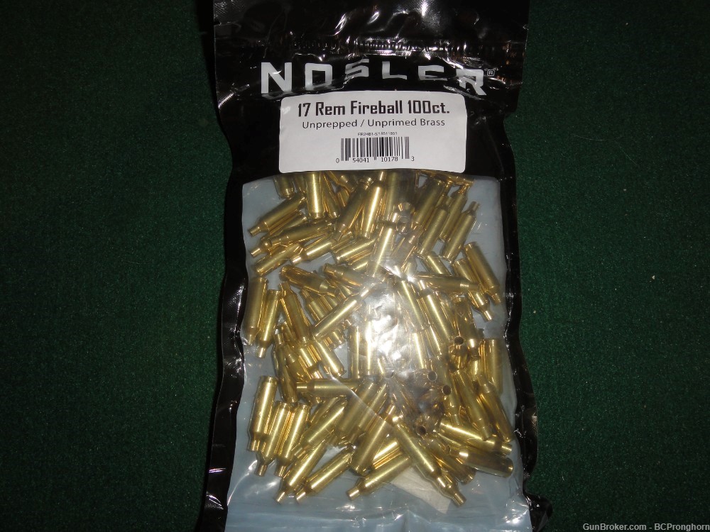 100 Rnds New, Unfired Nosler Brass for .17 Remington Fireball-img-0