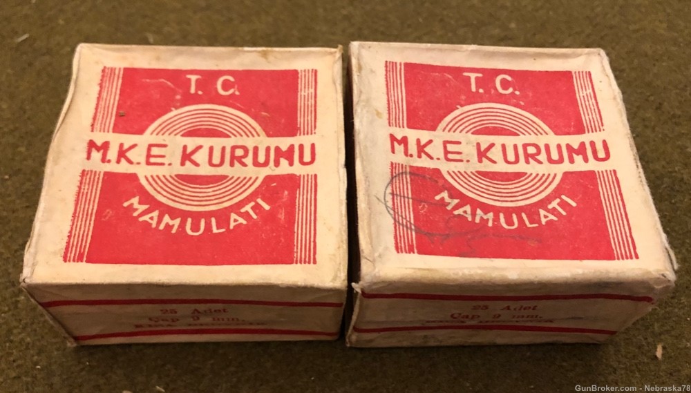50 rounds vintage Turkish .380 ACP auto ammo sealed boxes -img-0