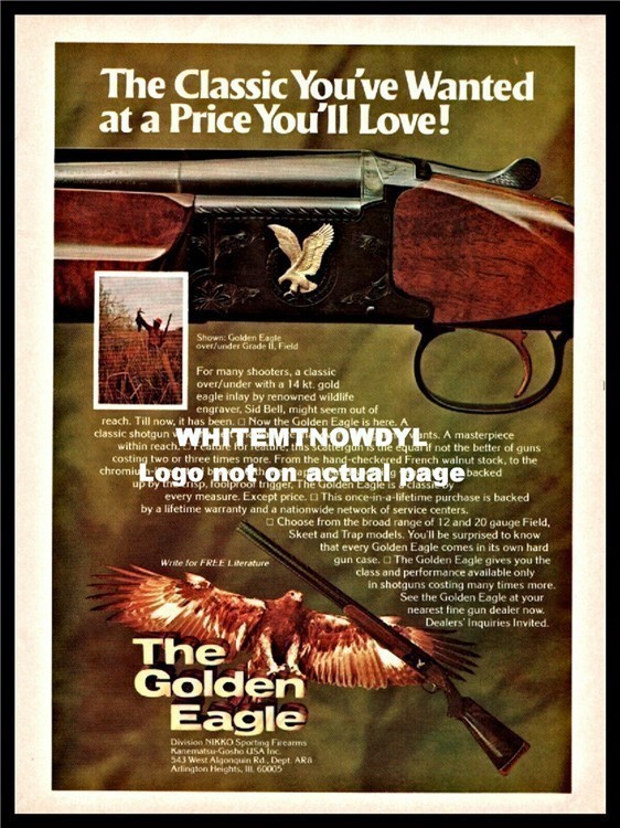 1975 GOLDEN EAGLE Over Under Shotgun AD Nikko Sporting Firearms ADVERTISING-img-0