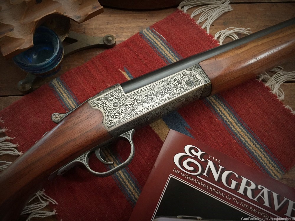 Hand Engraved Savage 220A 12 gauge 28” barrel Single Shot Shotgun -img-0
