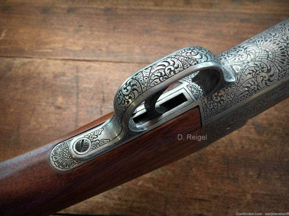 Hand Engraved Savage 220A 12 gauge 28” barrel Single Shot Shotgun -img-7