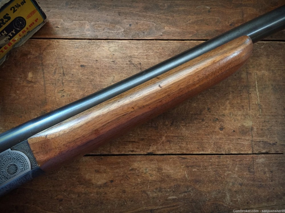 Hand Engraved Savage 220A 12 gauge 28” barrel Single Shot Shotgun -img-15