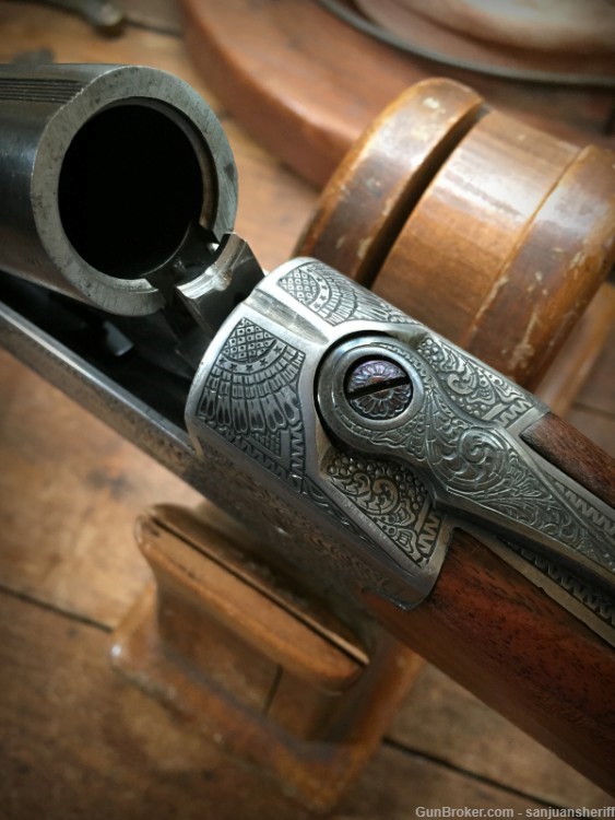 Hand Engraved Savage 220A 12 gauge 28” barrel Single Shot Shotgun -img-11