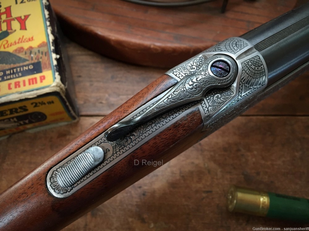 Hand Engraved Savage 220A 12 gauge 28” barrel Single Shot Shotgun -img-9