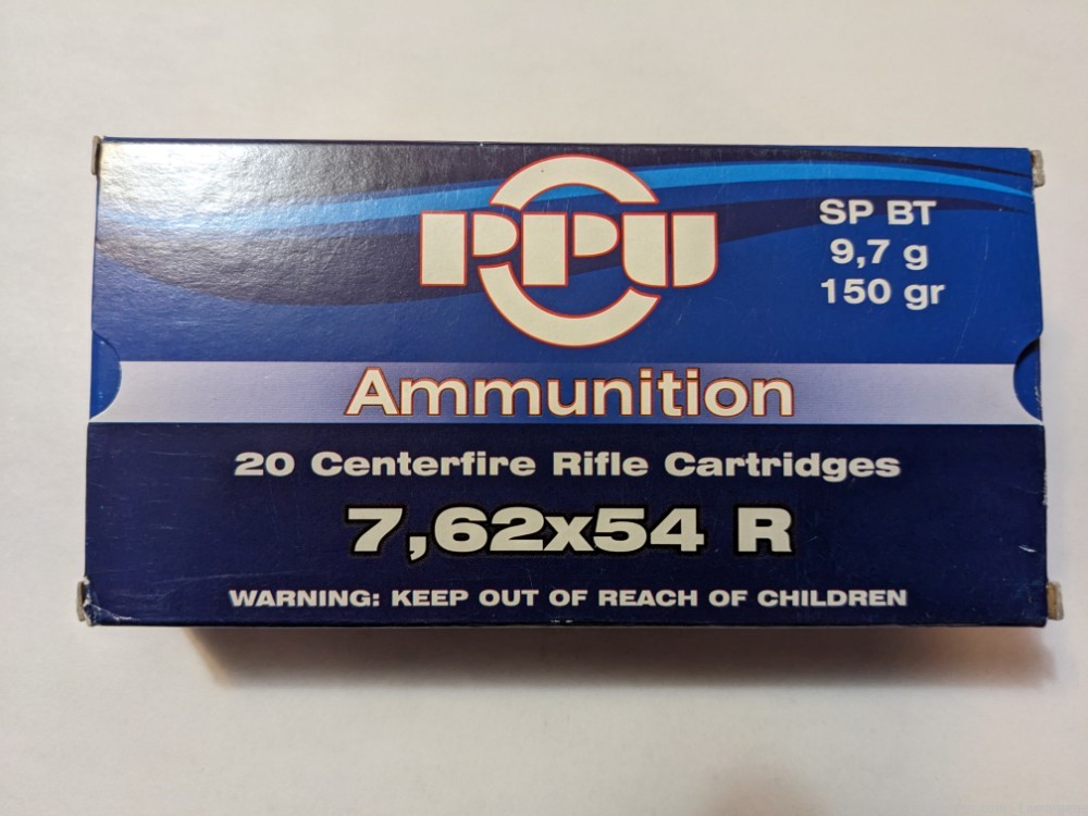7.64 X 54R PPU ammunition SP BT 9,7 g 150 gr 400rds.-img-0