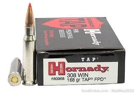 100 Rounds Hornady 308 Win 168 gr TAP FPD 20/Box (5-Pack)-img-0