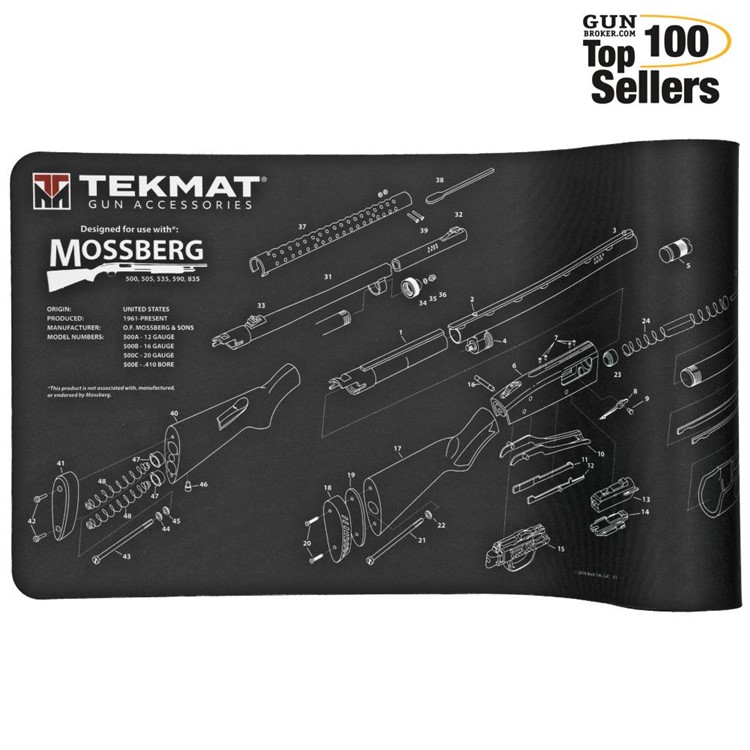 TekMat Mossberg Shotgun Mat, 12"x36", Black, Microfiber TekTowel-img-0