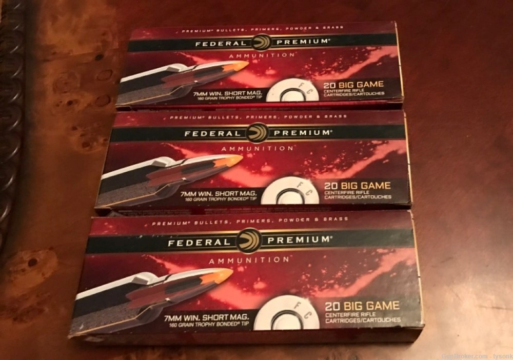 (3) Three Boxes Federal Premium ammo 7mm WSM Winchester Short Mag 60 rounds-img-0