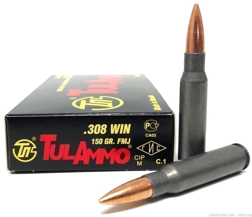 TulAmmo 308 157 Grain Steel Cased Full Metal Jacket Rifle Ammo - 120 Rounds-img-0