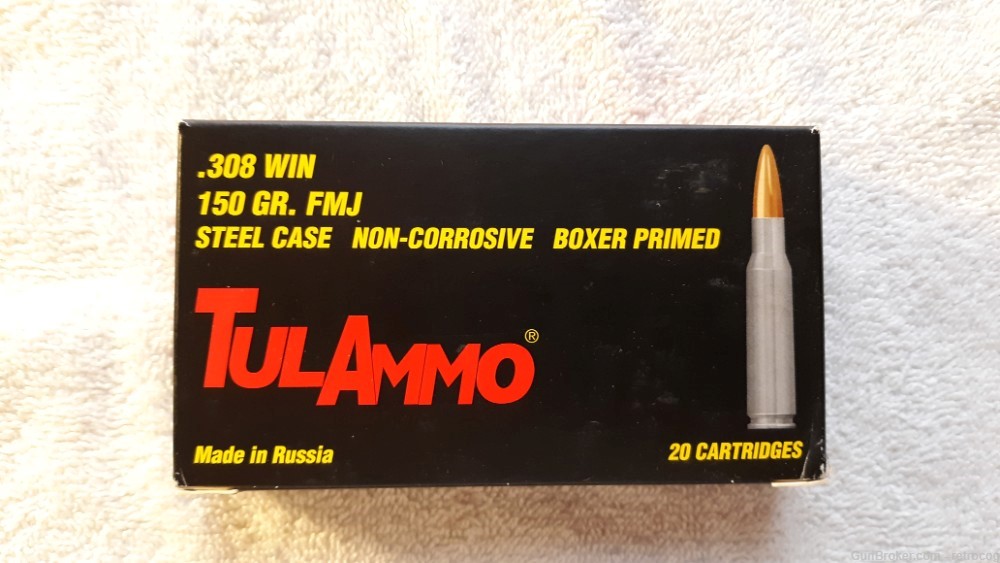 TulAmmo 308 157 Grain Steel Cased Full Metal Jacket Rifle Ammo - 120 Rounds-img-1
