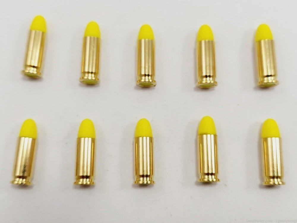 25 ACP Brass Snap caps / Dummy Training Rounds - Set of 10 - Yellow-img-2