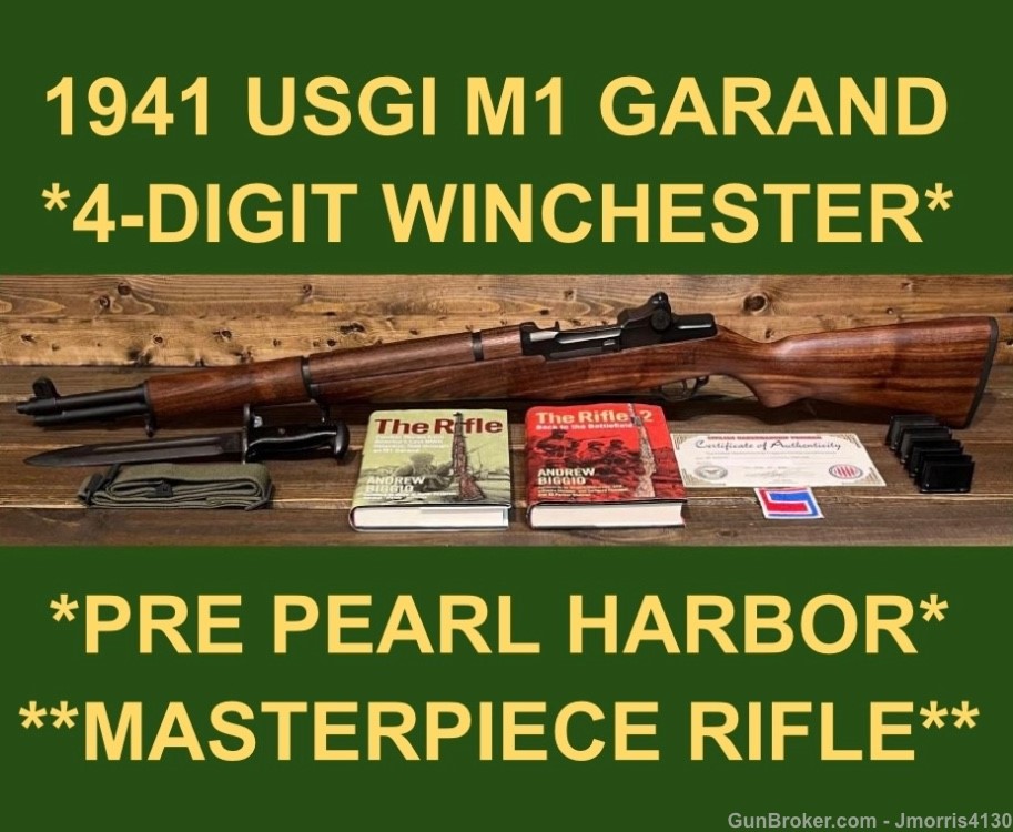 M1 GARAND 1941 FOUR-DIGIT WINCHESTER CMP NM STOCK MATCH BARREL WWII GARAND-img-0