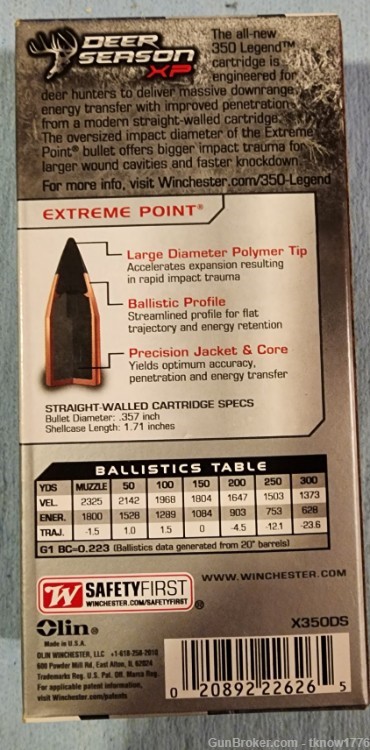 120 rounds Winchester Deer Season XP 350 Legend-img-1