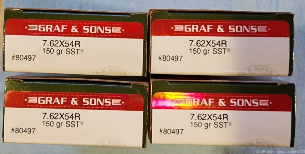 80 rounds Graf & Sons 7.62x54R Hornady SST 150 Grain Custom Loads hunting-img-1