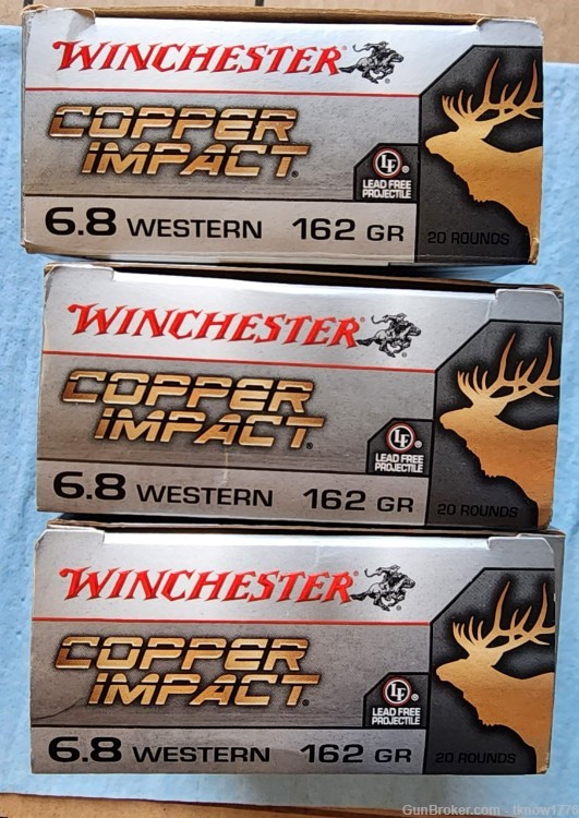 60 Rounds Winchester 6.8 Western Copper Impact 162 Grain lead free-img-0
