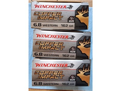 60 Rounds Winchester 6.8 Western Copper Impact 162 Grain lead free